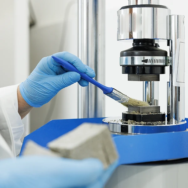 Plant laboratory for testing and monitoring cement manufacturing processes.